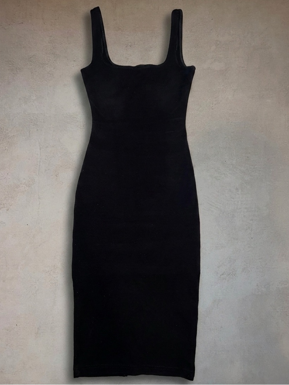 American Apparel XS Black Square Neck Bodycon Midi Dress Ponte Tank